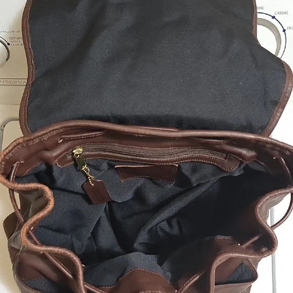 Coach LARGE Dark Brown Leather Backpack - Picture 10 of 11